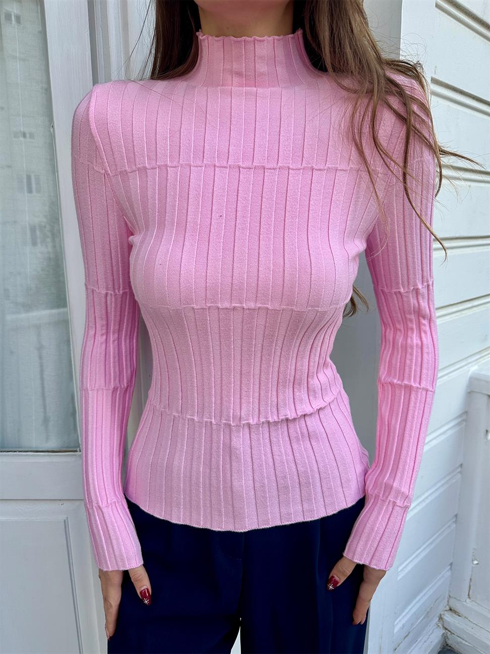 Pembe Dik Yaka Fitilli Kazak