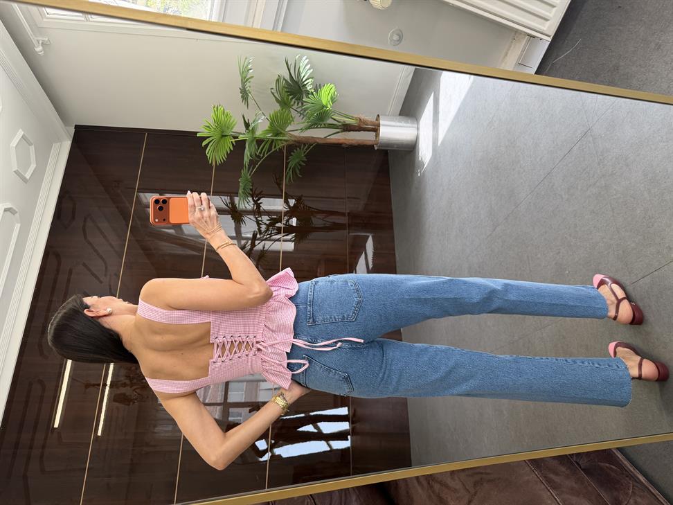 Pembe Fırfırlı Pötikare Bluz