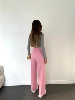 Pembe Geniş Paçalı Pantolon