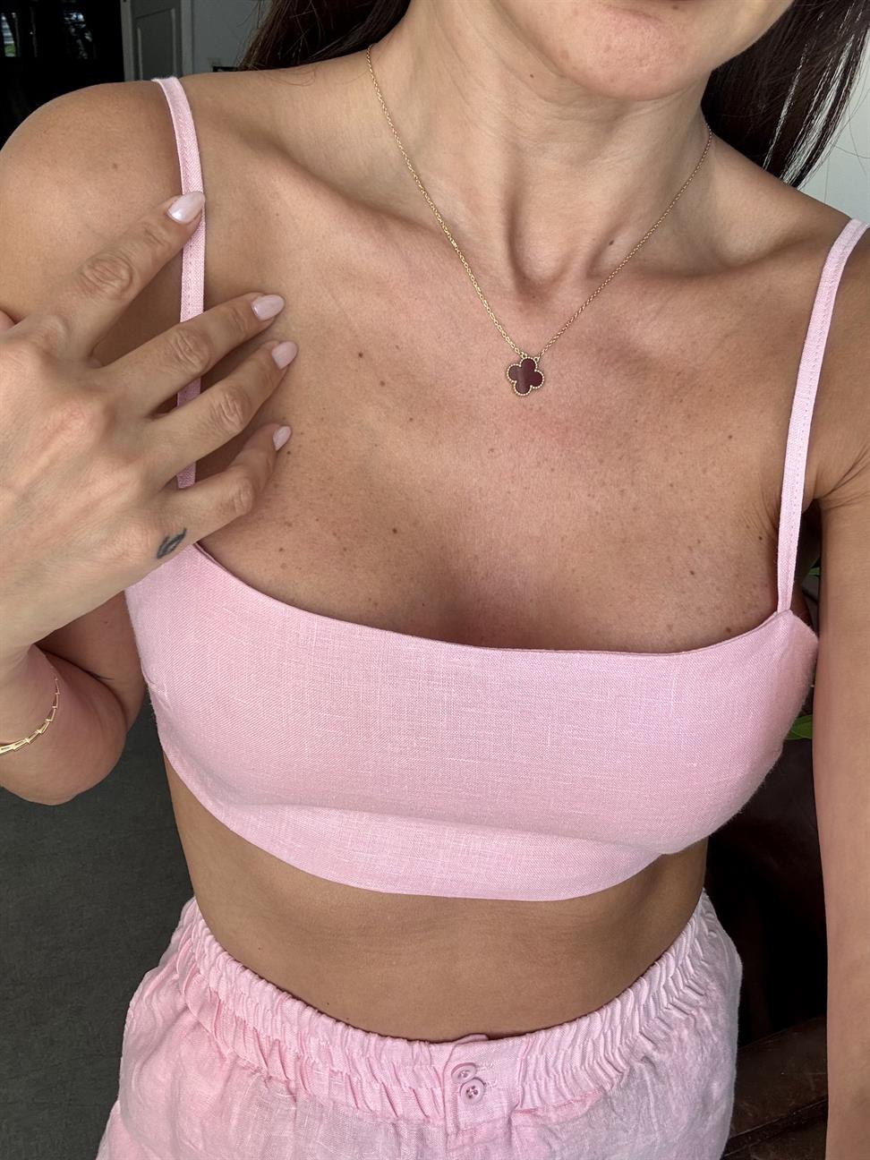 Pembe İp Askılı Büstiyer