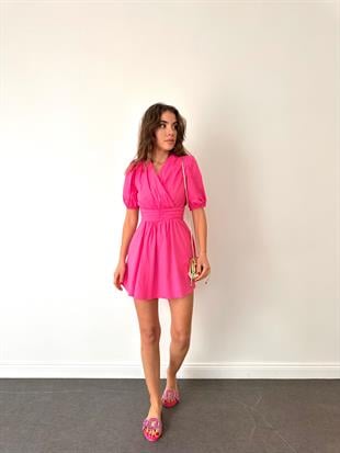 Pembe Karpuz Kol Mini Elbise