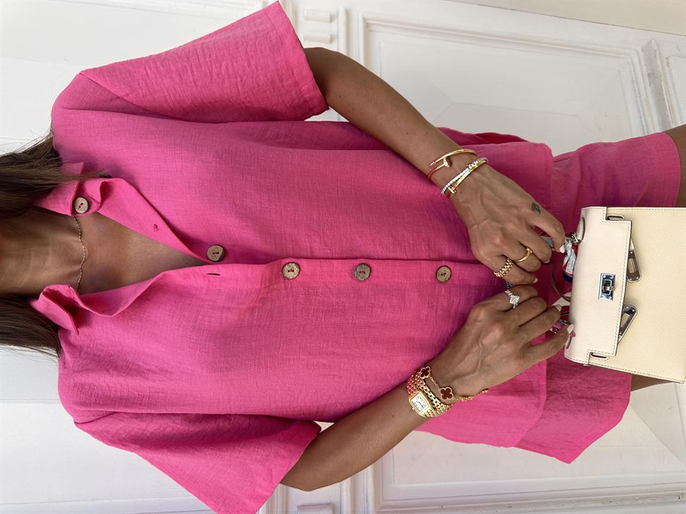 Pembe Kısa Kollu Şortlu Takım