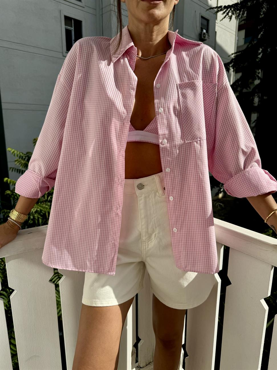 Pembe Pötikare Bra Ve Gömlek