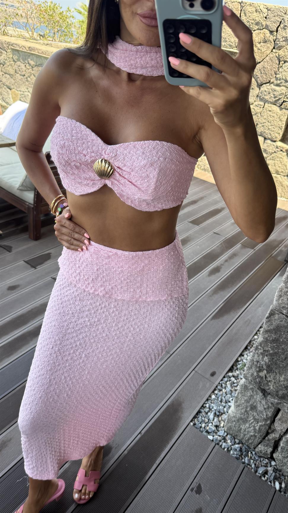 Pembe Seashell Etekli Takım