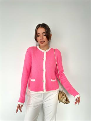 Pembe Sıfır Yakalı Sakallı Hırka