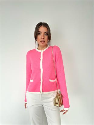 Pembe Sıfır Yakalı Sakallı Hırka