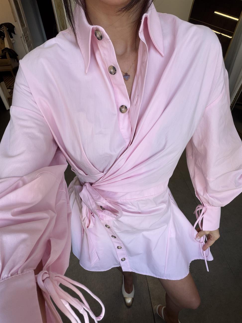 Pembe Tasarım Mini Elbise