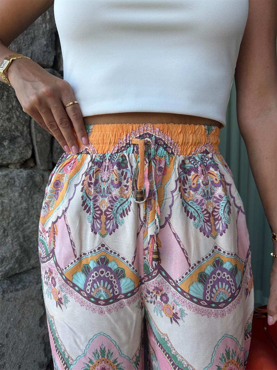 Şal Desen Viskon Pantolon