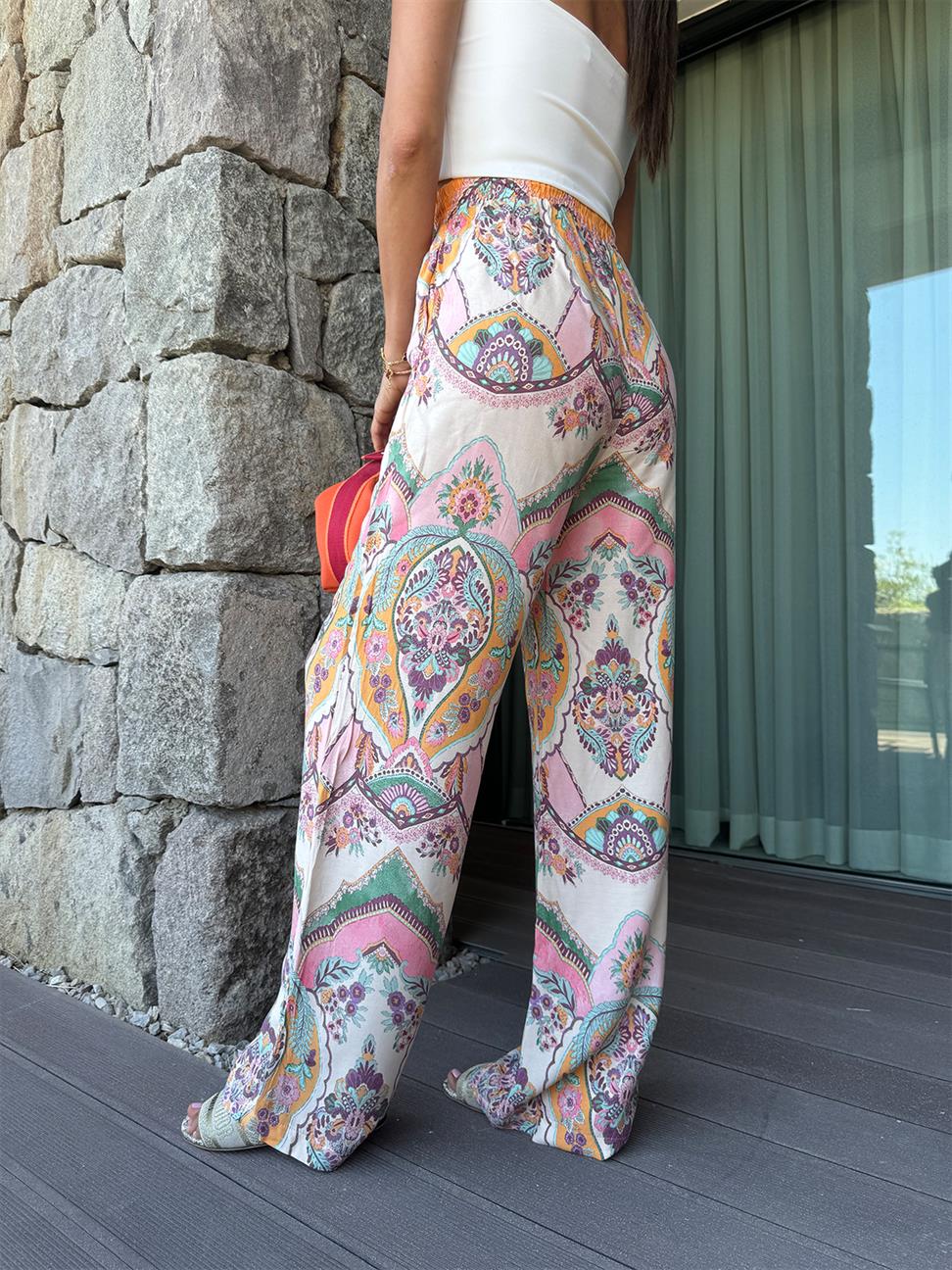 Şal Desen Viskon Pantolon