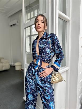 Mavi Desenli İkili Takım