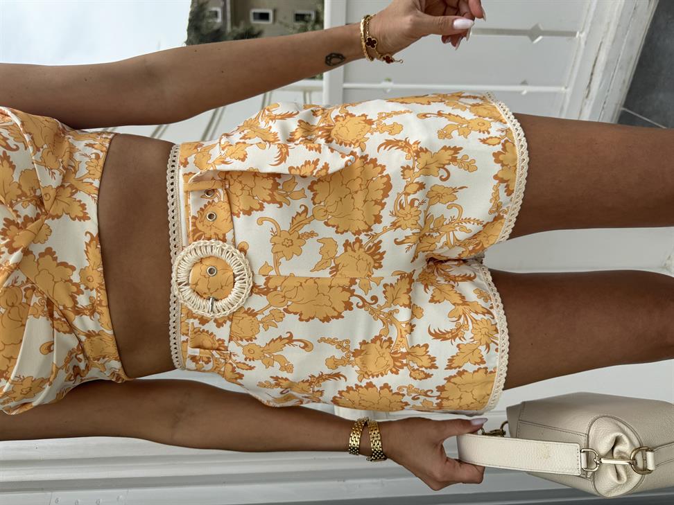 Sarı Büstiyer Şort Takım