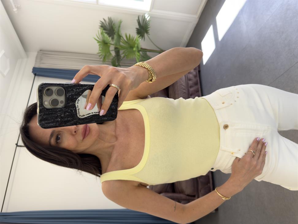 Soft Sarı Kaşkorse U Yaka Atlet Bluz