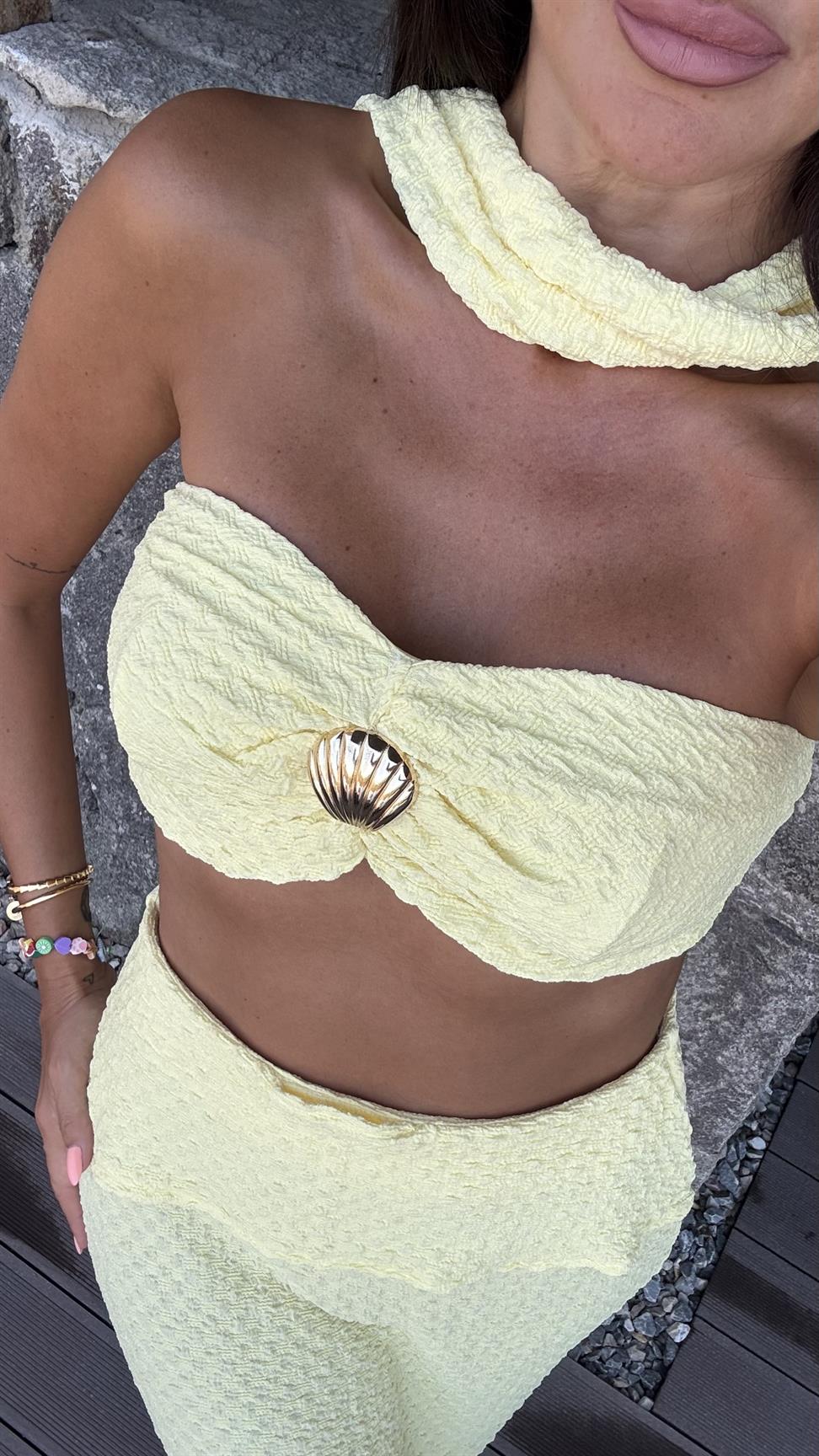 Sarı Seashell Etekli Takım
