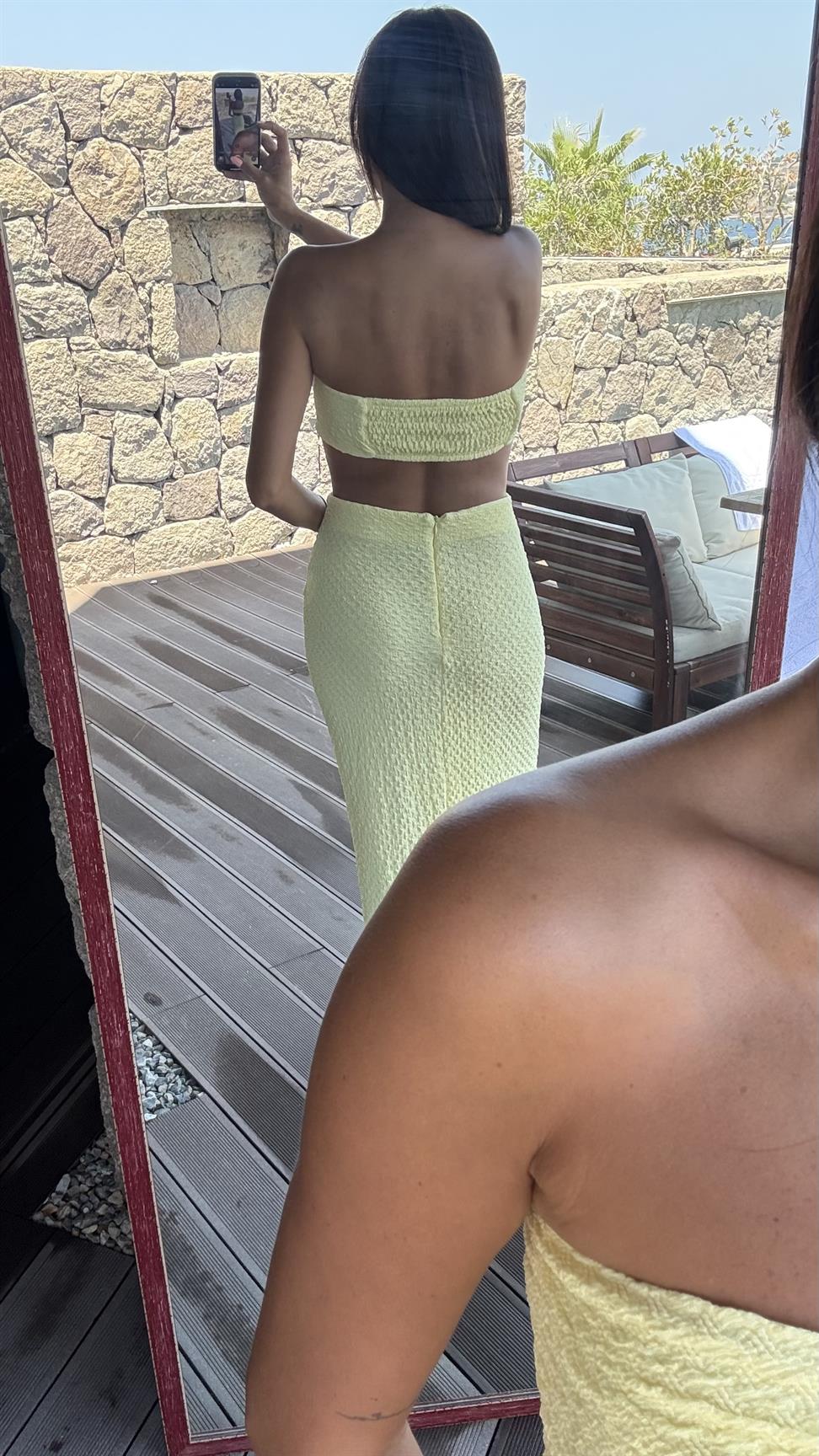 Sarı Seashell Etekli Takım