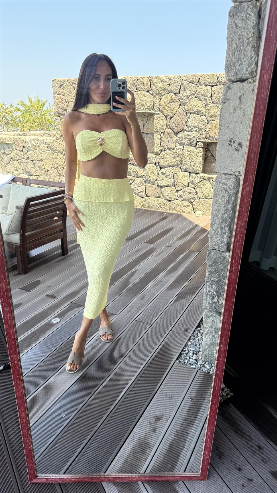 Sarı Seashell Etekli Takım