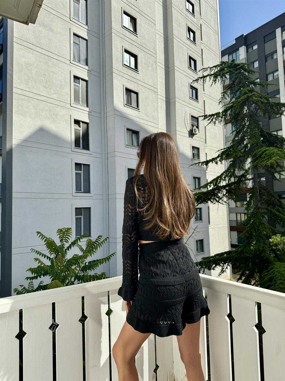 Siyah Astarlı Şort Merserize Takım