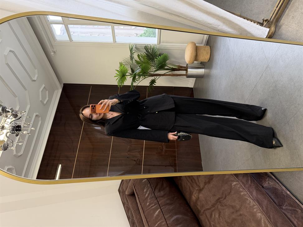 Siyah Astarsız Ceket Pantolon Takım