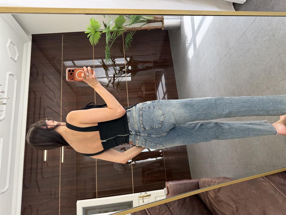 Siyah Atlas Korse Bluz