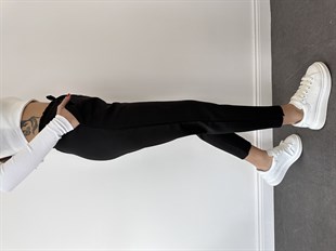 Siyah Bağcıklı Düz Paça Modal Eşofman