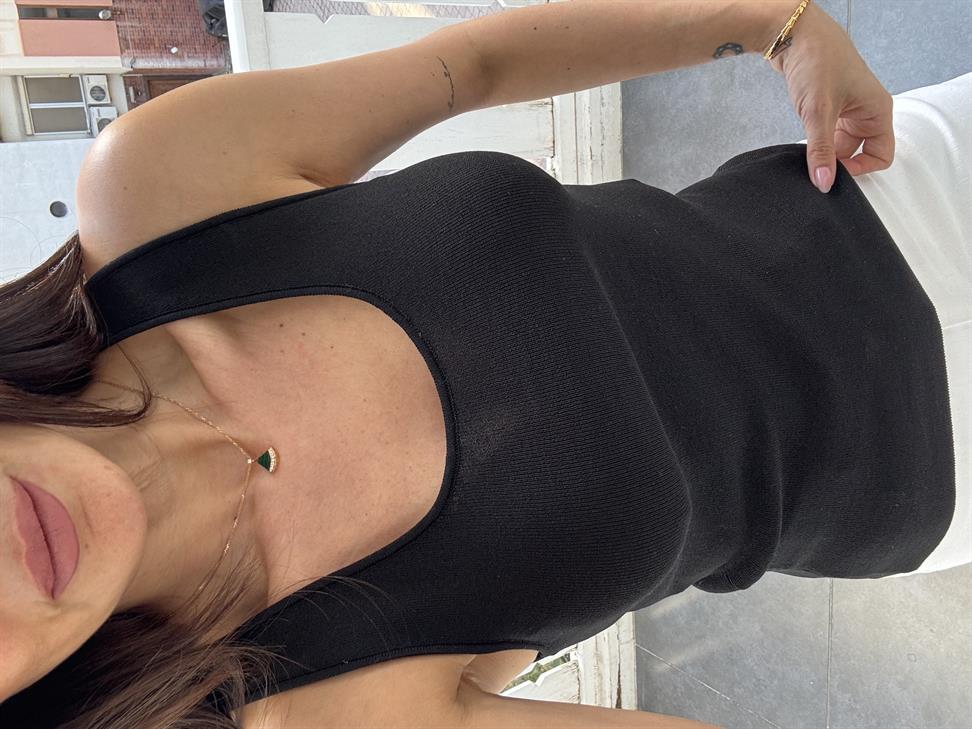 Siyah Basic Triko Bluz