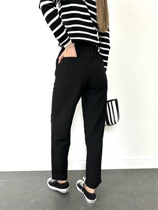 Siyah Beli Lastikli Havuç Pantolon