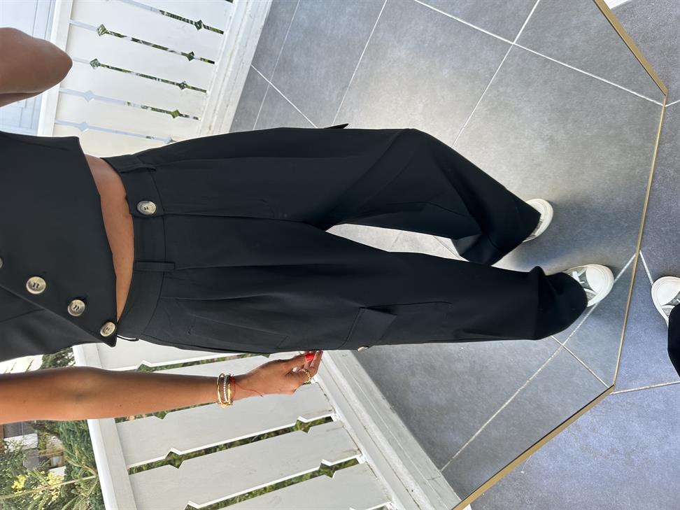 Siyah Bol Kesim Kargo Pantolon