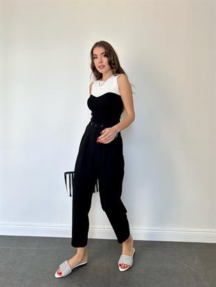 Siyah Bol Paçalı Kumaş Pantolon