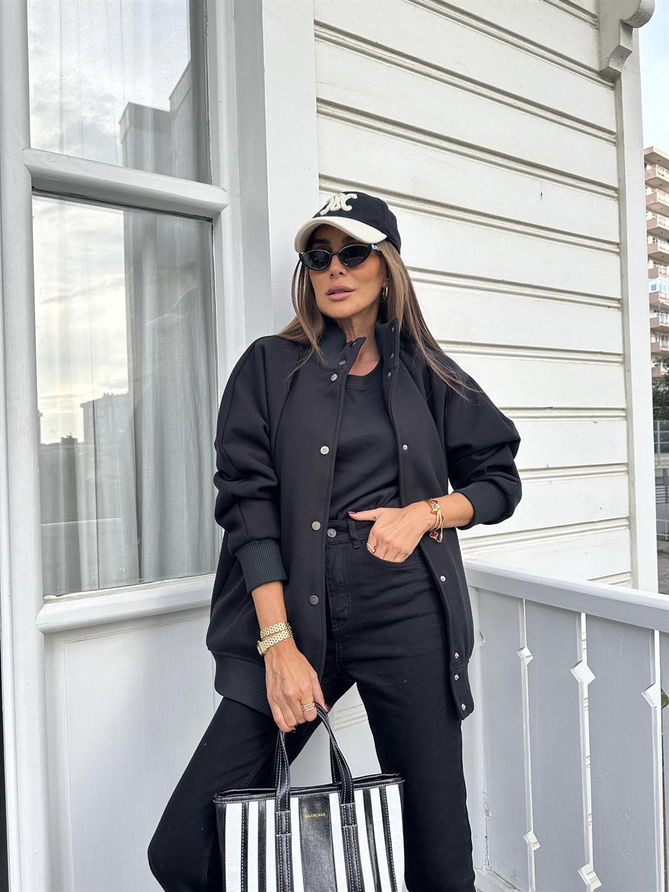 Siyah Bomber Oversize Ceket