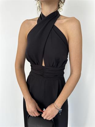 Siyah Boyundan Bağlamalı Uzun Tulum