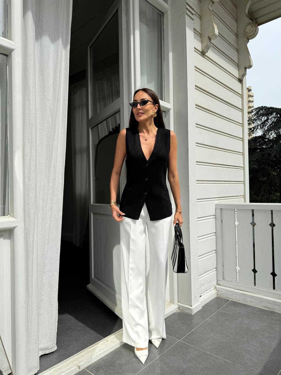 Siyah Çelik Örme Merserize Yelek