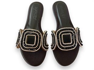 Siyah Clara Taşlı Terlik