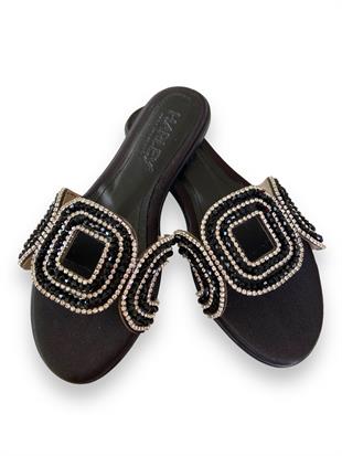 Siyah Clara Taşlı Terlik