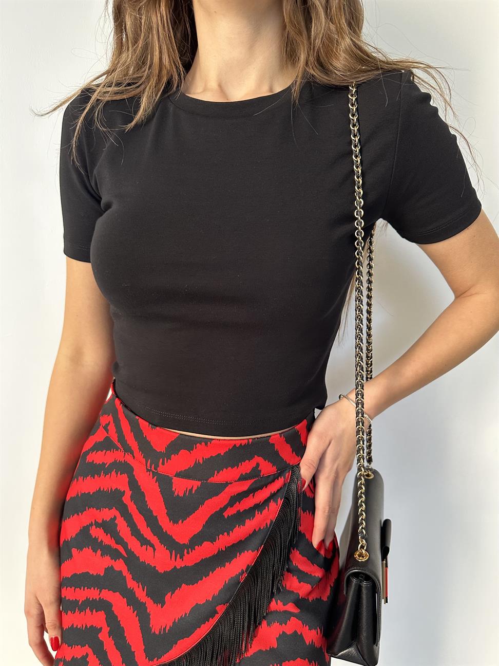 Siyah Crop Tişört