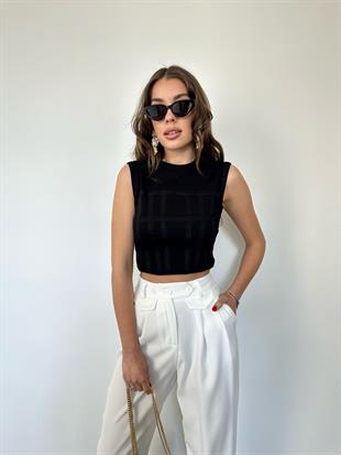 Siyah Crop Top Bluz