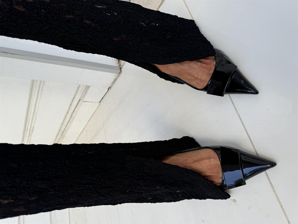 Siyah Dantelli İspanyol Paça Tayt Pantolon