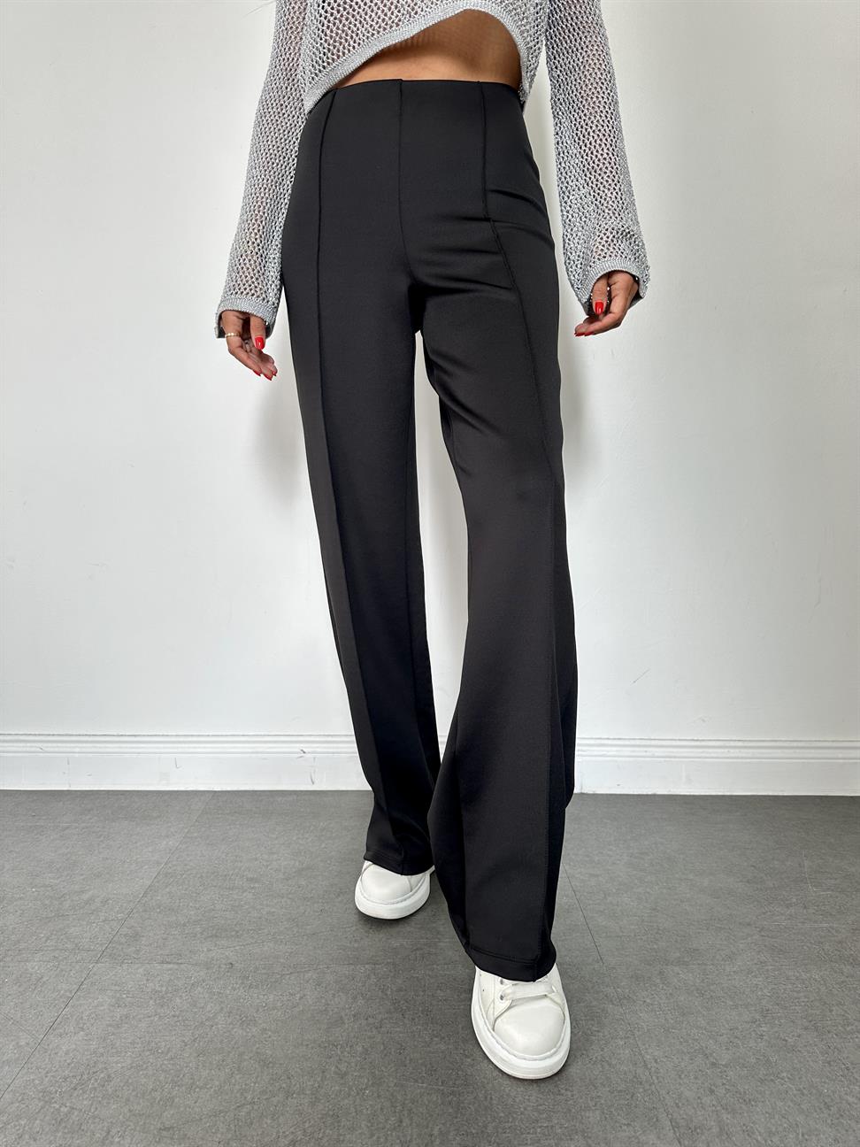 Siyah Dikişli Scuba Pantolon