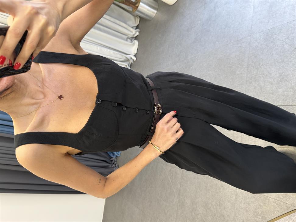 Siyah Düğme Detaylı Büstiyer Yelek