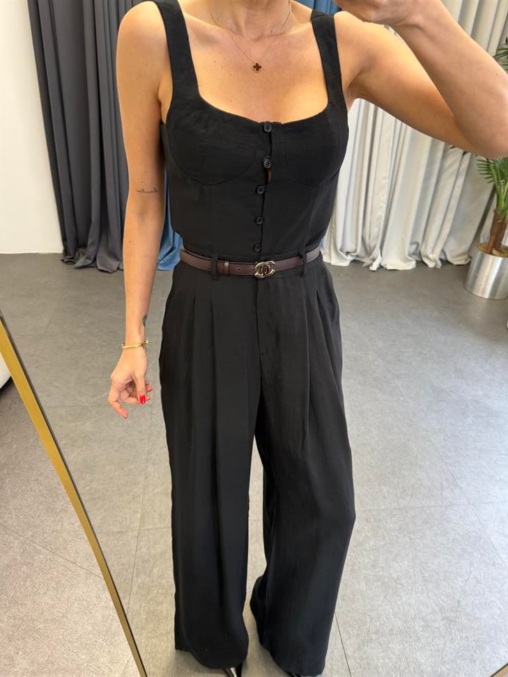 Siyah Düğme Detaylı Büstiyer Yelek