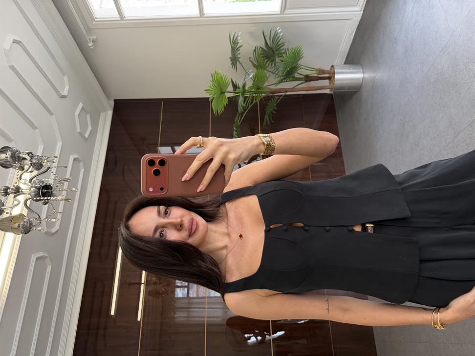 Siyah Düğme Detaylı Büstiyer Yelek