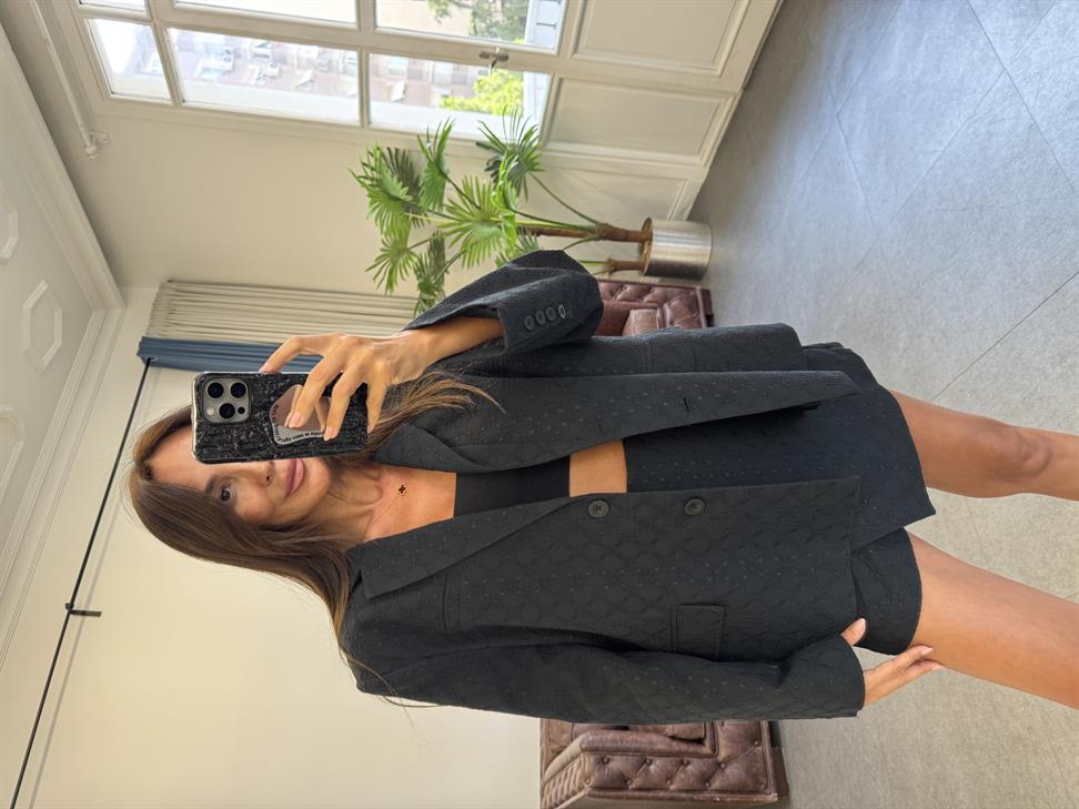 Siyah Fisto Ceket Şort Etekli Takım