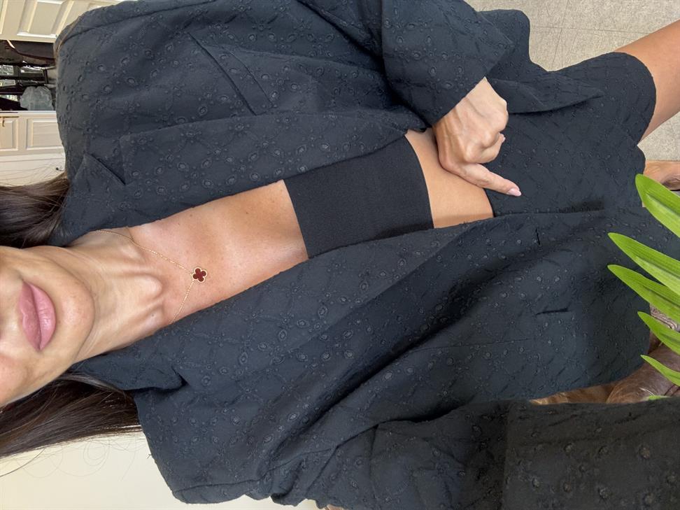 Siyah Fisto Ceket Şort Etekli Takım