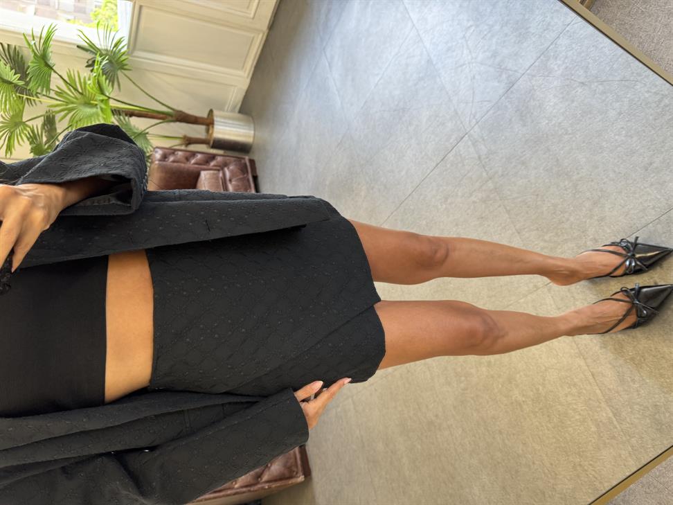 Siyah Fisto Ceket Şort Etekli Takım