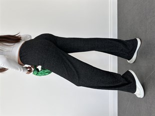 Siyah Beli Lastikli Triko Pantolon