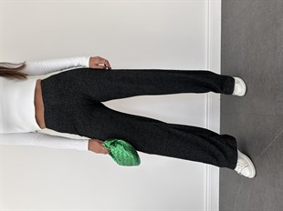 Siyah Beli Lastikli Triko Pantolon