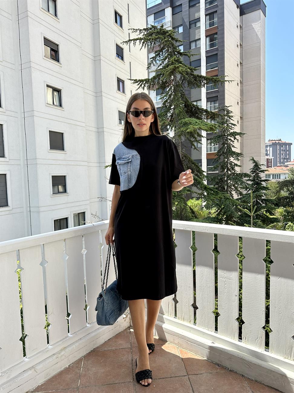 Siyah Garnili Elbise