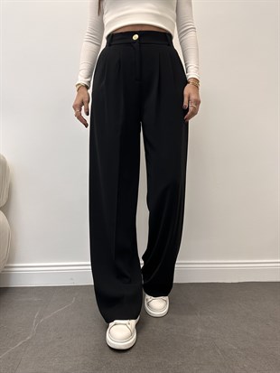 Siyah Geniş Paçalı Pantolon