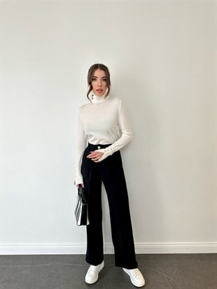 Siyah Geniş Paçalı Pantolon