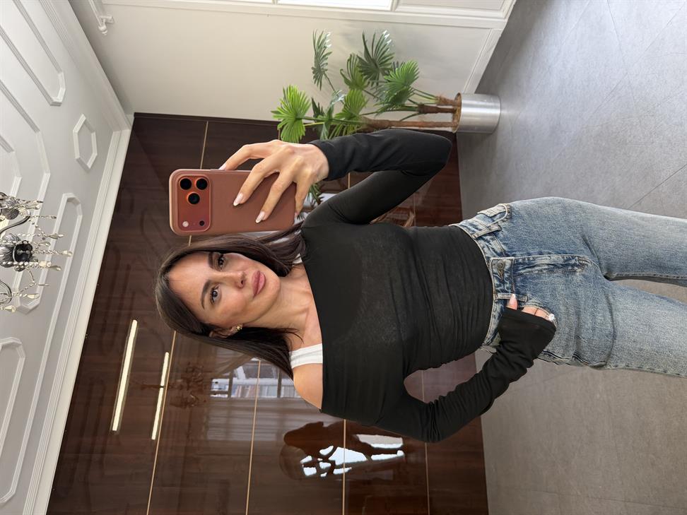 Siyah İkili Asimetrik Bluz