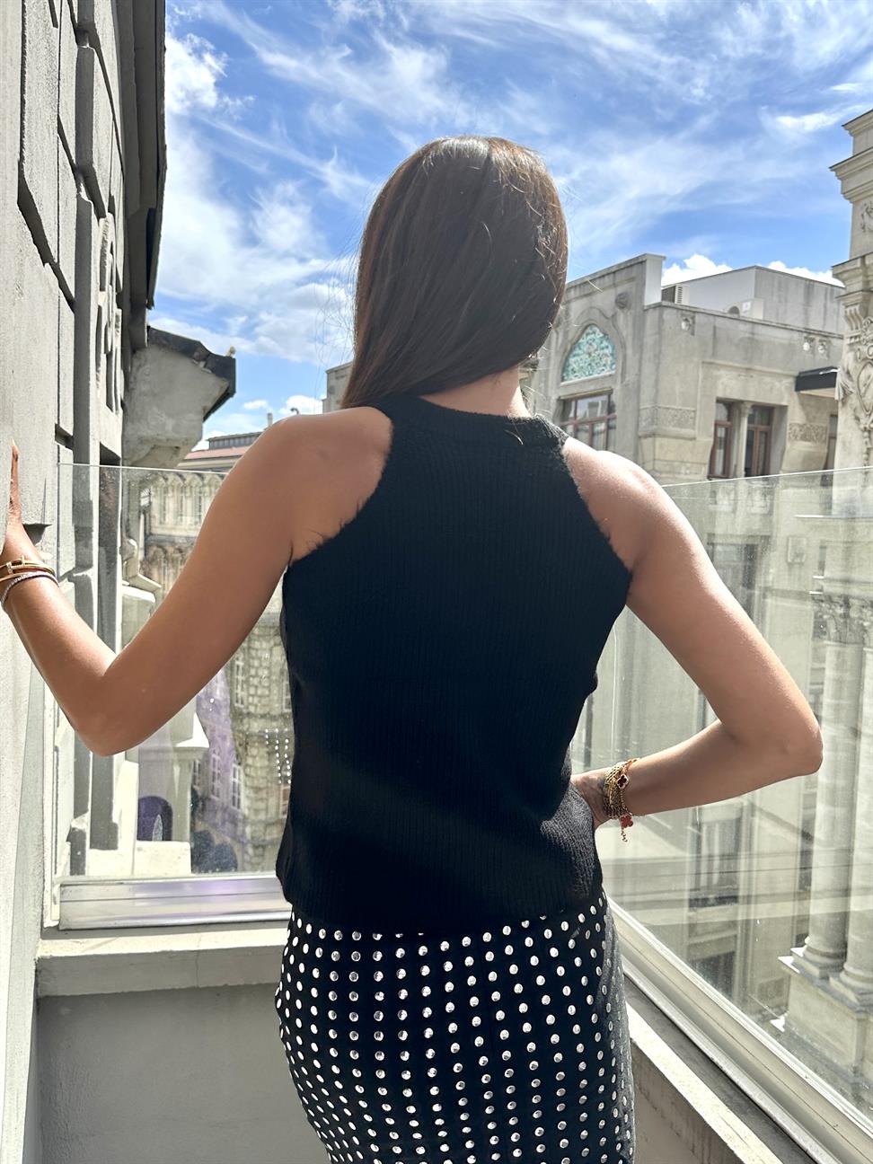 Siyah İtalyan Reglan Yelek