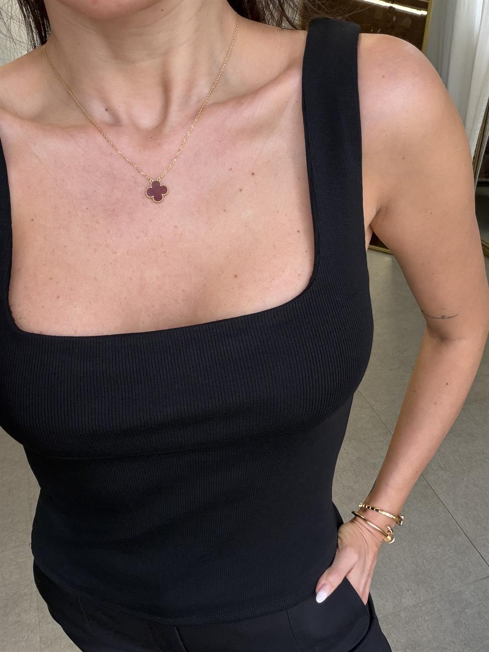 Siyah Kalın Askılı Bluz